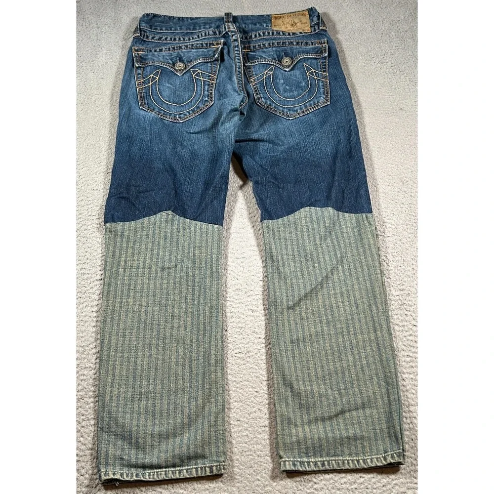 True Religion Jeans Men‎ 34 (32x30) Custom Patchwork Straight Leg Billy Big T